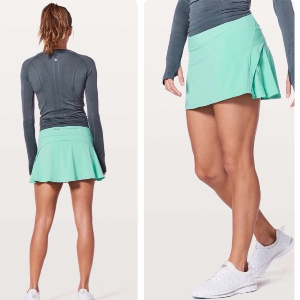 Lululemon Play Off the Pleats Tennis Skirt Skort in Washed Marsh 4